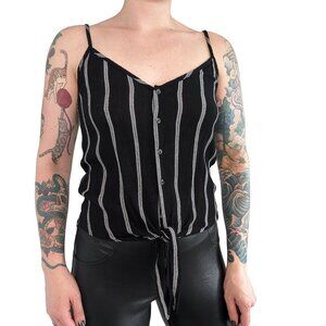 H&M Black Tank-top White Stripes Tie Detail | 4